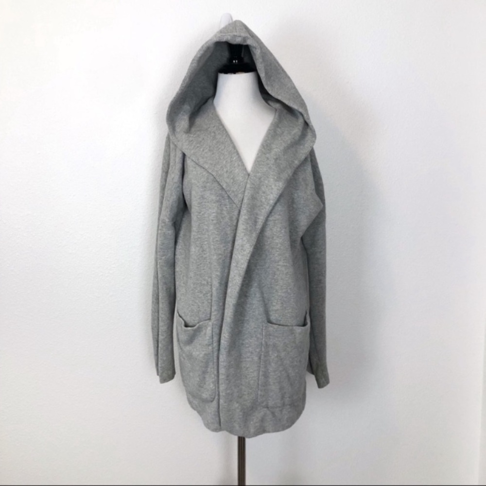 Gap M Open Hoodie Sweatshirt Grey Shawl Collar